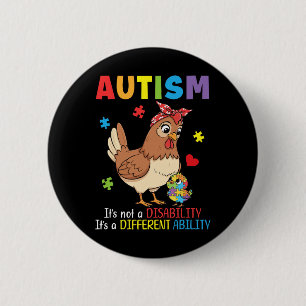 Autismus-Bewusstsein Mutter Huhn unterschiedliche Button
