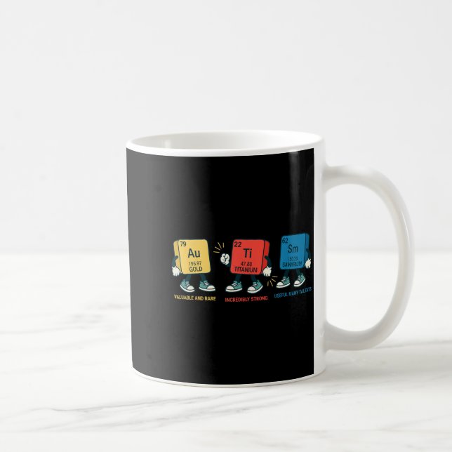 Autismus-Bewusstsein Mutter Vater Kinder Elemente  Kaffeetasse (Rechts)