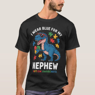 Autismus-Bewusstsein Neffe Unterstützung Trex Dino T-Shirt