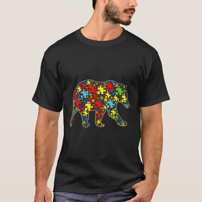 Autismus Bewusstsein Niedlich Bärenpuzzle Piece An T-Shirt (Vorderseite)