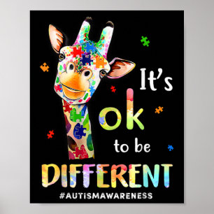 Autismus Bewusstsein Niedlich Giraffe Tier sein Ok Poster