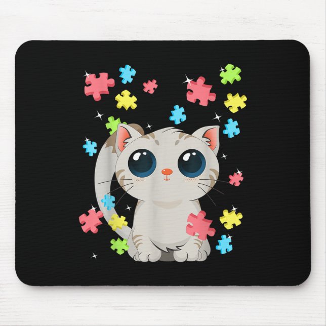 Autismus Bewusstsein Niedlich Katzenkätzchen Farbr Mousepad (Vorne)