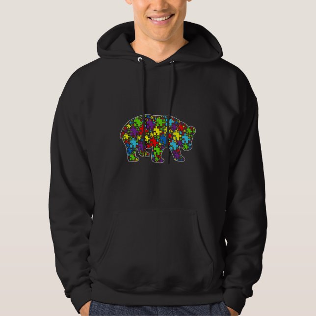 Autismus Bewusstsein Niedlich Panda Bären Puzzle P Hoodie (Vorderseite)