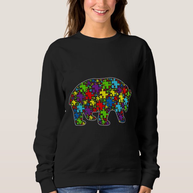 Autismus Bewusstsein Niedlich Panda Bären Puzzle P Sweatshirt (Vorderseite)