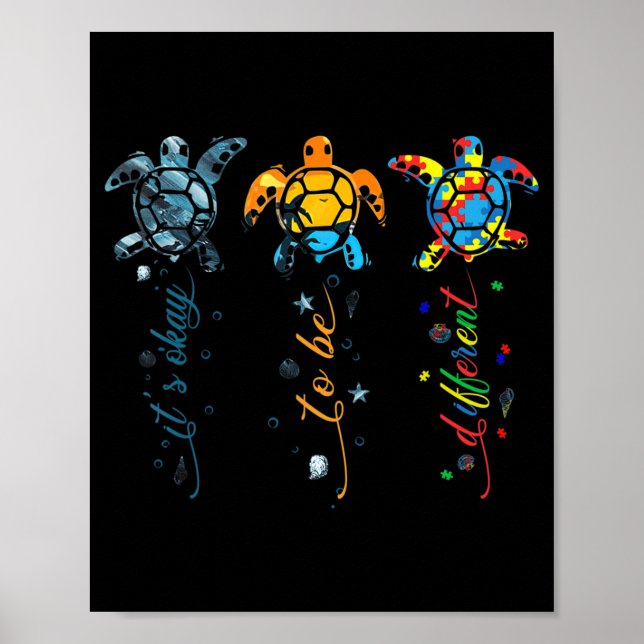Autismus Bewusstsein Niedlich Schildkrötentier Es  Poster (Vorne)