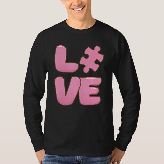 Autismus Bewusstsein Niedliche Liebe Puzzle Autist T-Shirt (Vorderseite)