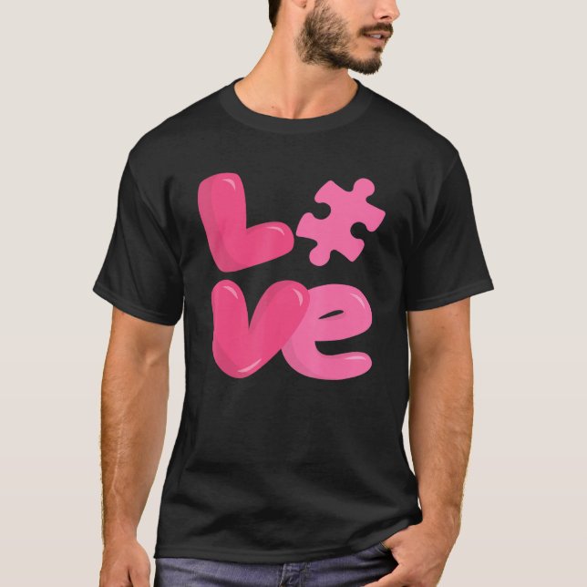 Autismus Bewusstsein Niedliche Liebe Puzzle Autist T-Shirt (Vorderseite)