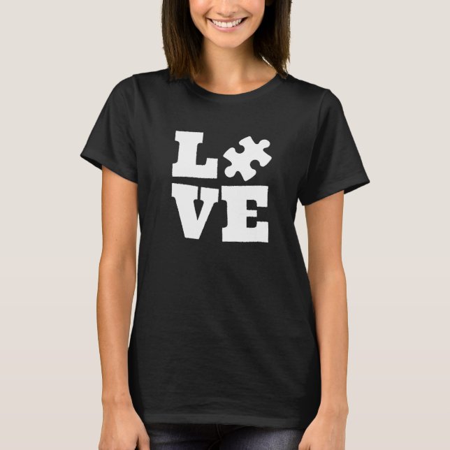 Autismus Bewusstsein Niedliche Liebe Puzzle Autist T-Shirt (Vorderseite)