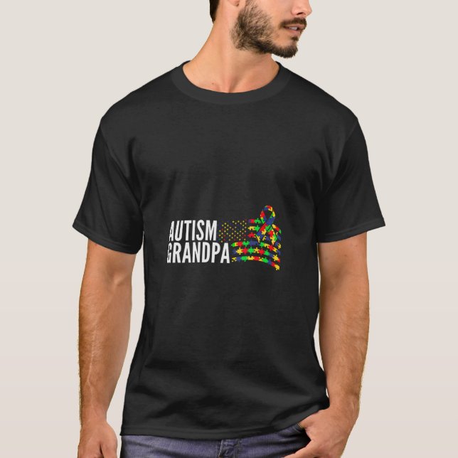 Autismus-Bewusstsein Opa T-Shirt (Vorderseite)