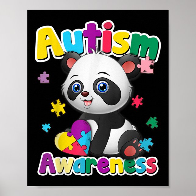 Autismus Bewusstsein Panda Puzzle Pieces Farben Ge Poster (Vorne)