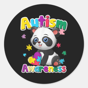 Autismus Bewusstsein Panda Puzzle Pieces Farben Ge Runder Aufkleber