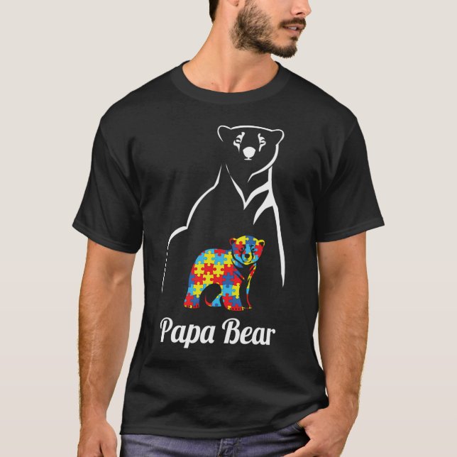 Autismus Bewusstsein Papa Bären Vater T-Shirt (Vorderseite)