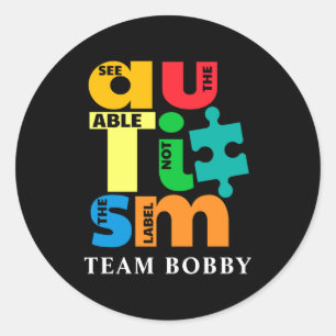 Autismus-Bewusstsein passende Familie-Team individ Runder Aufkleber