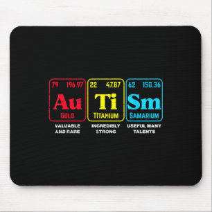 Autismus-Bewusstsein Periodensystem ASD Chemie Män Mousepad