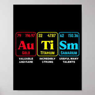 Autismus-Bewusstsein Periodensystem ASD Chemie Män Poster