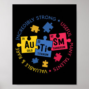 Autismus Bewusstsein Periodischer Puzzle Wissensch Poster