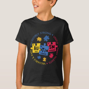 Autismus Bewusstsein Periodischer Puzzle Wissensch T-Shirt