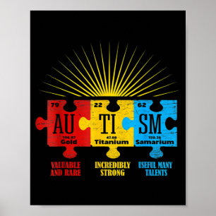 Autismus Bewusstsein Puzzle Chemical Element T - S Poster