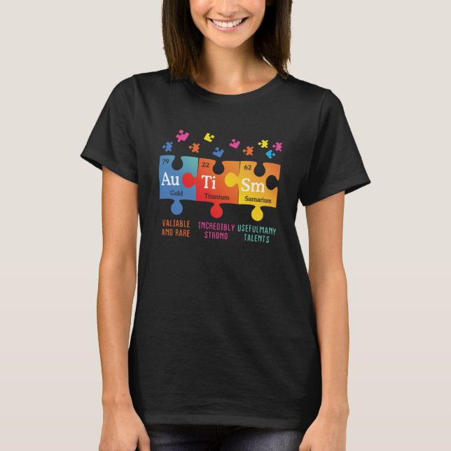 Autismus Bewusstsein Puzzle Chemieelemente T-Shirt (Vorderseite)
