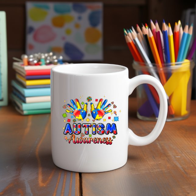 Autismus Bewusstsein Puzzle Hand Tasse (Von Creator hochgeladen)