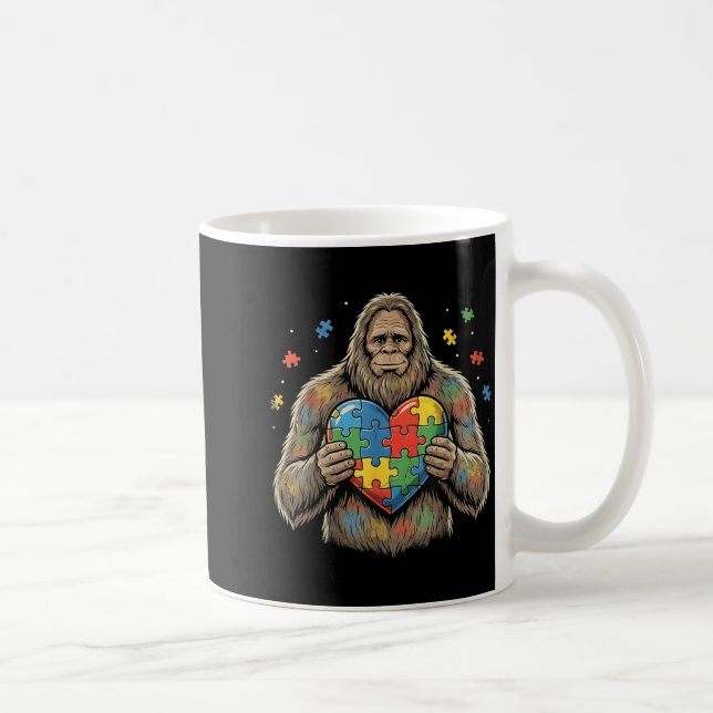 Autismus-Bewusstsein-Puzzle-Herz autistisch Bigfoo Kaffeetasse (Rechts)