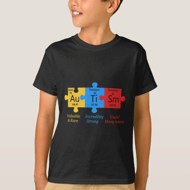 Autismus-Bewusstsein-Puzzle Periodensystem Element T-Shirt (Vorderseite)