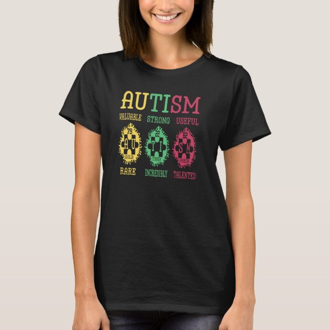 Autismus-Bewusstsein Puzzle Periodensystem Element T-Shirt (Vorderseite)