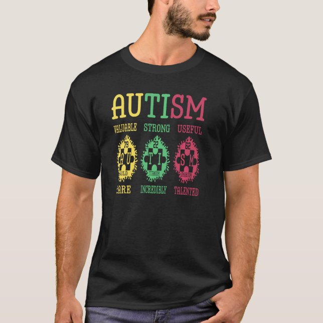 Autismus-Bewusstsein Puzzle Periodensystem Element T-Shirt (Vorderseite)