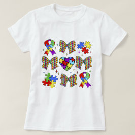 Autismus Bewusstsein Puzzle Piece Coquette Bow T-Shirt