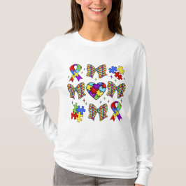 Autismus Bewusstsein Puzzle Piece Coquette Bow T-Shirt