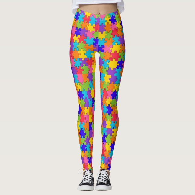 Autismus Bewusstsein Puzzle Piece Leggings (Vorderseite)