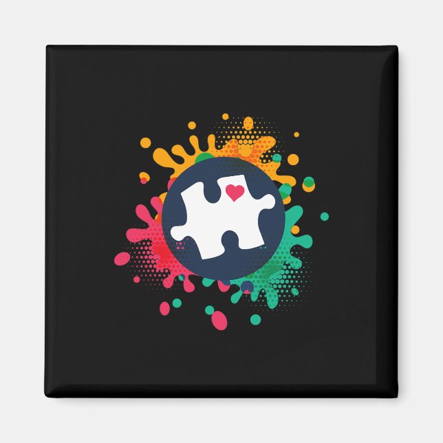 Autismus Bewusstsein Puzzle Piece Liebe Autistisch Magnet (Vorne)