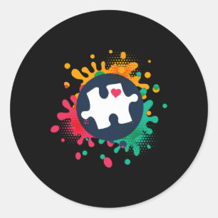 Autismus Bewusstsein Puzzle Piece Liebe Autistisch Runder Aufkleber