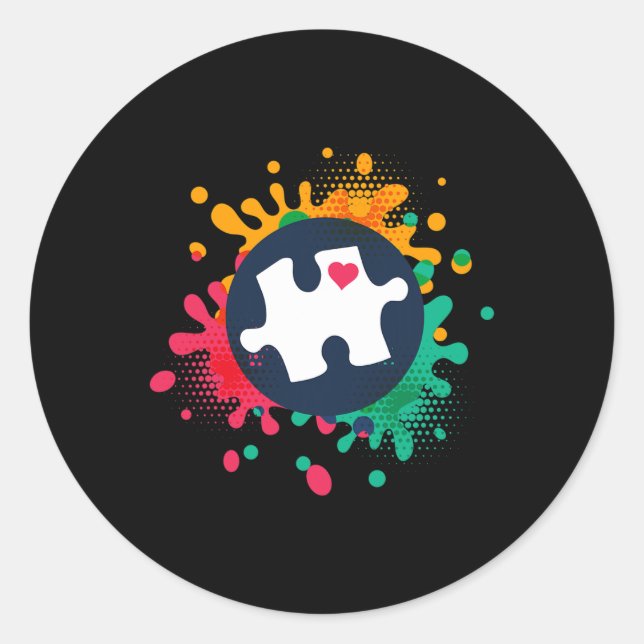 Autismus Bewusstsein Puzzle Piece Liebe Autistisch Runder Aufkleber (Vorderseite)