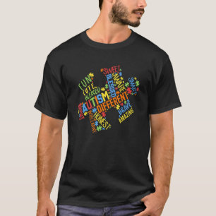 Autismus Bewusstsein Puzzle Piece Worte Autistisch T-Shirt