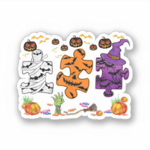 Autismus Bewusstsein Puzzle Pieces Halloween Aufkleber