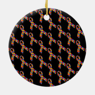 Autismus Bewusstsein Puzzle Ribbon Keramikornament