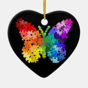 Autismus-Bewusstsein-Puzzle-Schmetterling-Ornament Keramikornament
