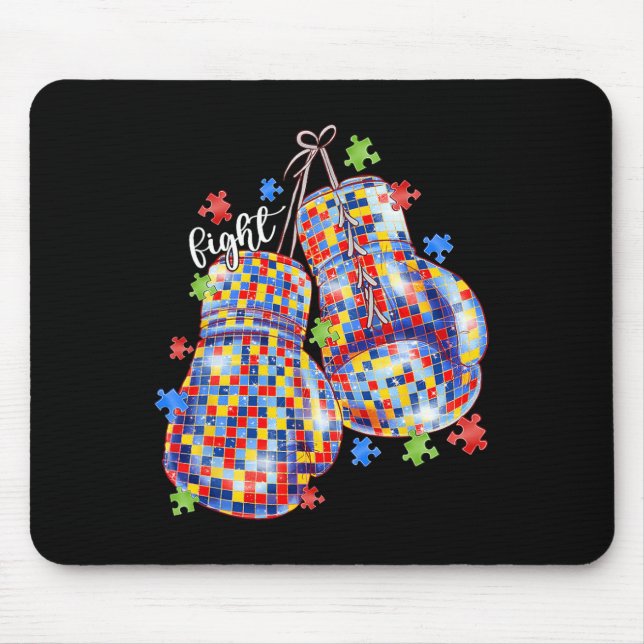 Autismus-Bewusstsein Puzzle-Teil Boxhandschuhe Män Mousepad (Vorne)