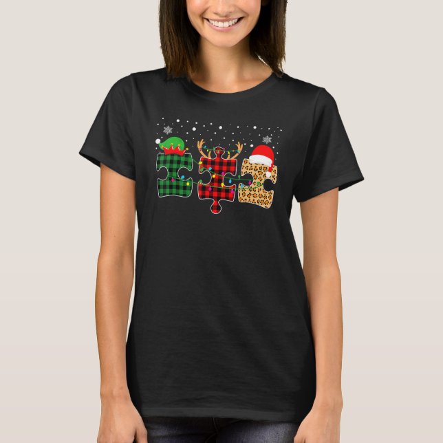 Autismus Bewusstsein Puzzle Weihnachten Weihnachte T-Shirt (Vorderseite)