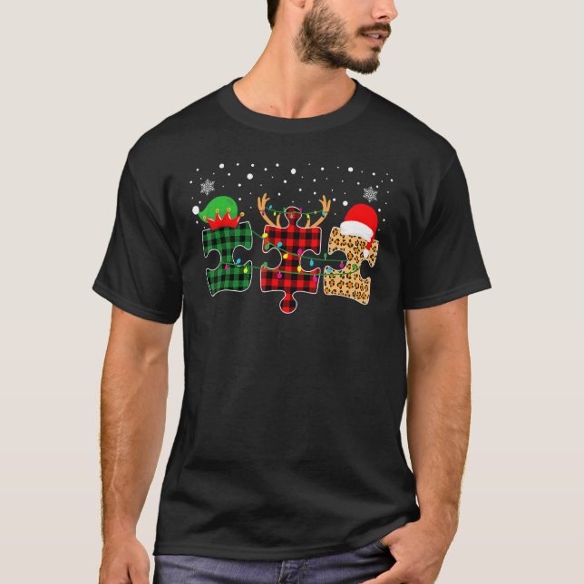 Autismus Bewusstsein Puzzle Weihnachten Weihnachte T-Shirt (Vorderseite)