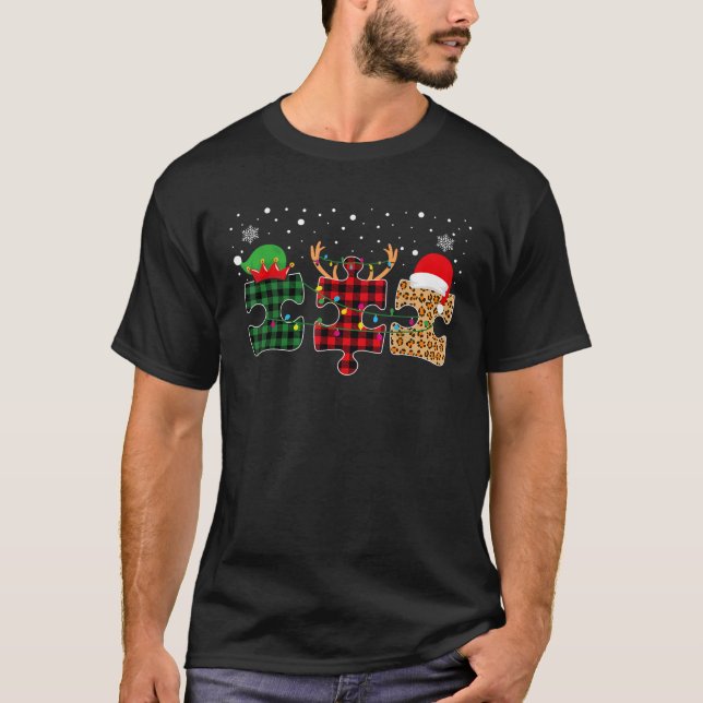 Autismus Bewusstsein Puzzle Weihnachten Weihnachte T-Shirt (Vorderseite)