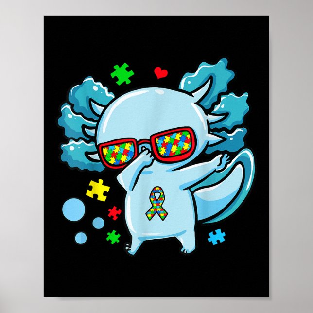 Autismus Bewusstsein Puzzles Band mit Axolotl Dabb Poster (Vorne)