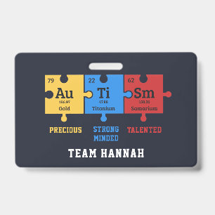 Autismus-Bewusstsein-Puzzles Team Name ID Ausweis
