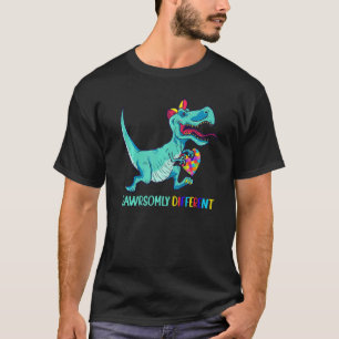 Autismus-Bewusstsein Rawrsomely Anders Trex Dino P T-Shirt
