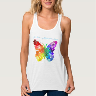 Autismus Bewusstsein Regenbogen Puzzle Butterfly Tank Top