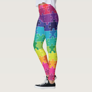 Autismus-Bewusstsein Regenbogen-Puzzleteil Leggings
