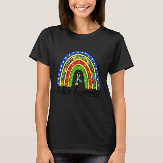 Autismus-Bewusstsein Regenbogen-Puzzleteile Männer T-Shirt (Vorderseite)