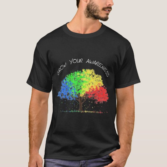 Autismus Bewusstsein Regenbogenbaum wächst Ihr Bew T-Shirt (Vorderseite)