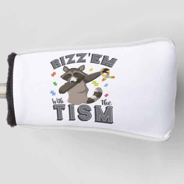 Autismus Bewusstsein Rizz'em mit dem Tism Opposum Golf Headcover (Vorderseite)